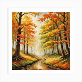 Forest In Autumn In Minimalist Style Square Composition 334 Art Print