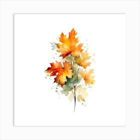 Autumn Leaves Watercolor Painting Art Print