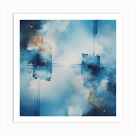 Abstract Minimalist Painting That Represents Duality, Mix Between Watercolor And Oil Paint, In Shade (9) Art Print