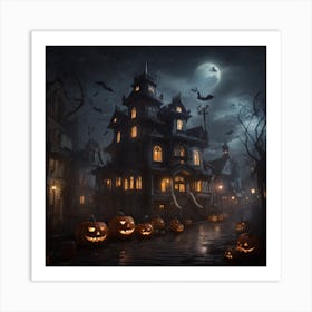 Halloween House Stock Videos & Royalty-Free Footage Art Print