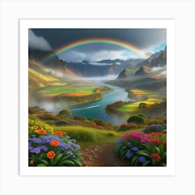 Rainbow Over Valley Art Print