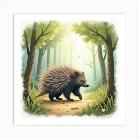 Porcupine In The Forest 1 Art Print