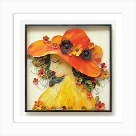 Girl In An Orange Hat Art Print