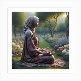 Muslim Woman Meditating Art Print