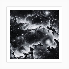 Nebula Black and White Art Print