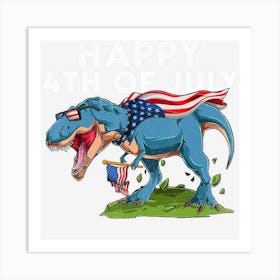 American Dinosaur Happy 4th Of July Boys Art Print