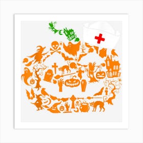 Halloween Pumpkin Nurse Jack O Lantern Funny Art Print