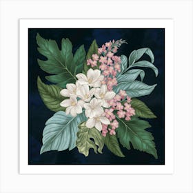 Hydrangea Floral Botanical Vintage Poster Flower 1 Art Print