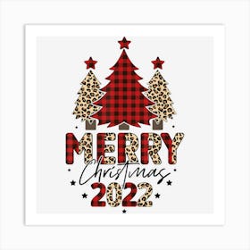 Merry Christmas 2022 Buffalo Plaid Red Christmas Tree Xmas Art Print