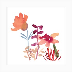Botanical Watercolors 4 Square Art Print
