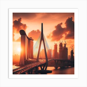 Sunset In Singapore Art Print