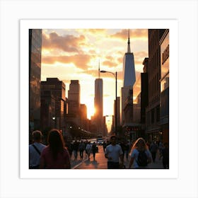 Sunset In New York City Art Print