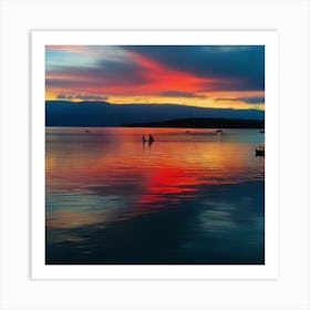 Sunset At Lake Taupo Art Print