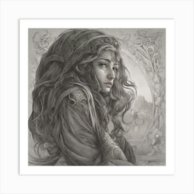 Woman With Long Hair Art Print