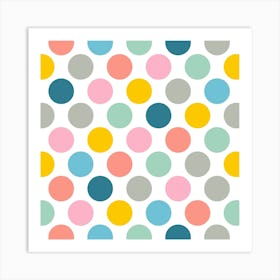 SPRING DOTSY Abstract Geometric Polka Dots in Pastels on Cream Art Print