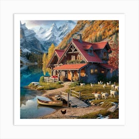 Cabin In The Mountains 3 Art Print