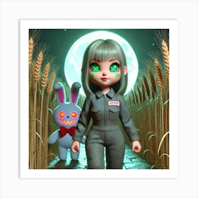 Ghost Girl And Bunny Art Print