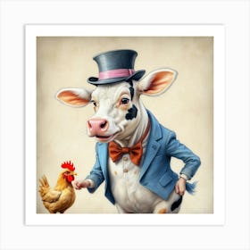 Cow In Top Hat Art Print