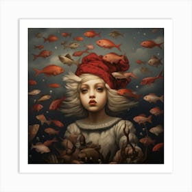 Girl In A Red Hat Art Print