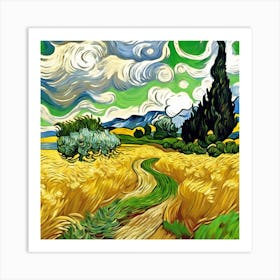 A Wheatfield With Cypresses, Vincent van Gogh 11 Art Print