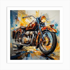 Mid-Century Modern Abstract Art: Geometric Motorcycle Design Art Print