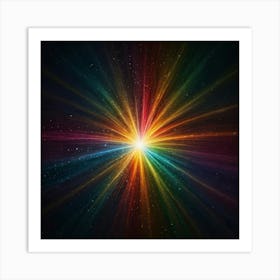 Burst Of Light And Color From The Center With Rays Art Print