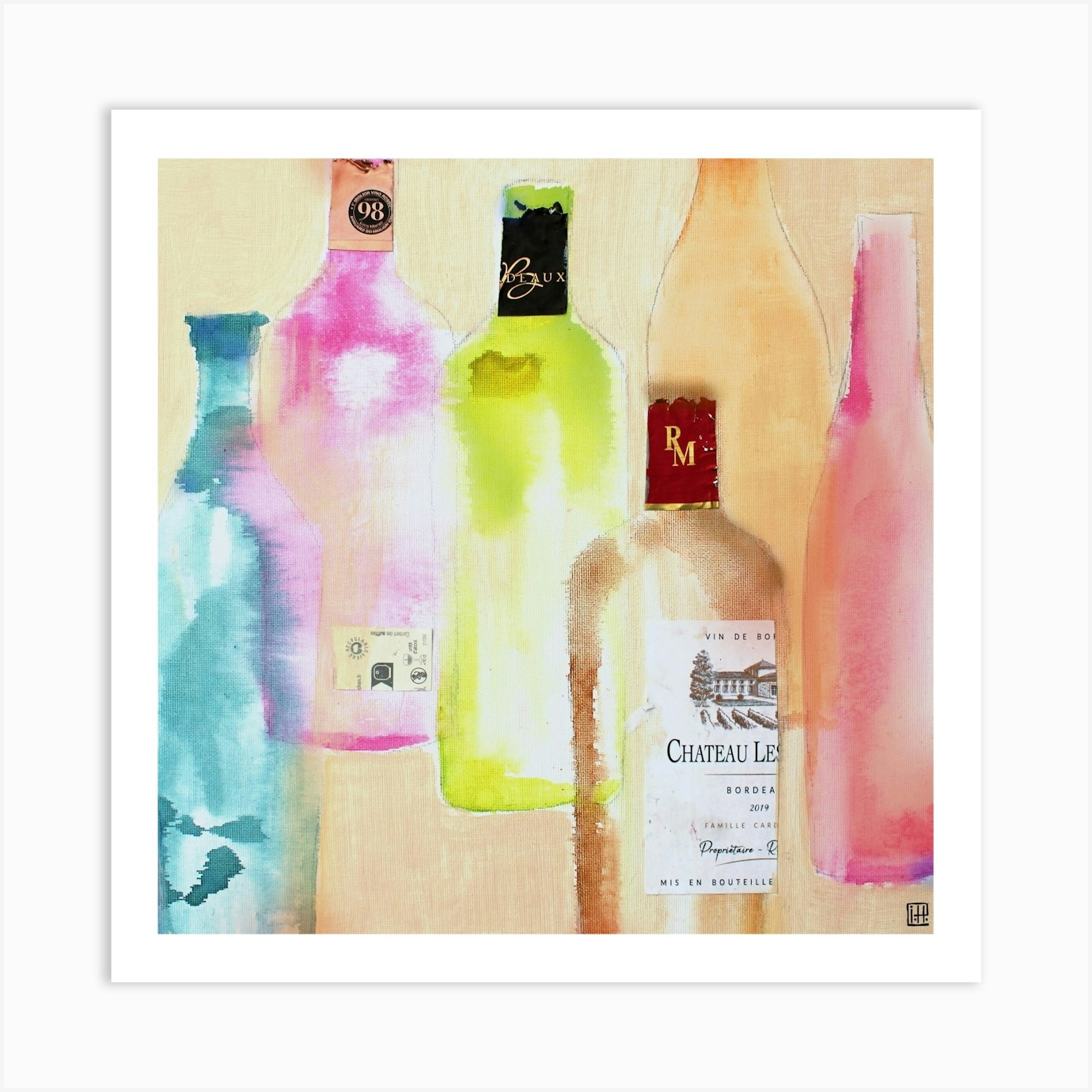 Wine Bottles 4 Art Print by Studio Paint-ing