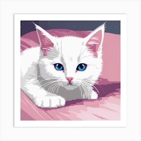 White Cat With Blue Eyes Art Print