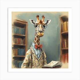 Giraffe In Glasses Art Print