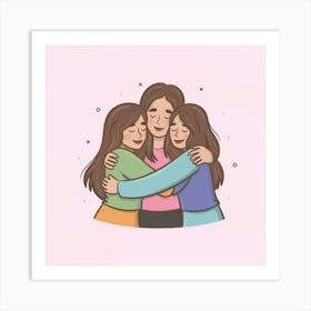 Two Women Hugging Art Print