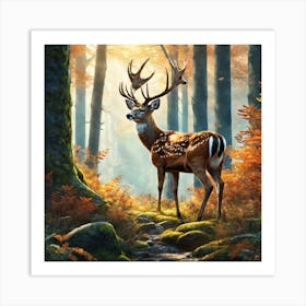 Deer In The Forest 157 Art Print