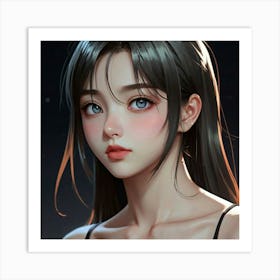 masterpiece, best quality, (Anime:1.4), anime illustration of a most beautiful face girl, sharp oval face contours, sagging eyes, slightly straight nose, nose to mouth distance, mouth to chin distance, beautiful collarbone, lighting, night, colorful lighting, glamorous, artstation hq ,8k ultra hd, fake detail, trending pixiv fanbox, acrylic palette knife Art Print