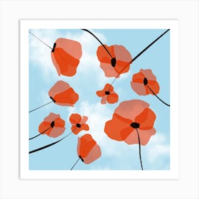 Perspective Orange Flowers Square Art Print