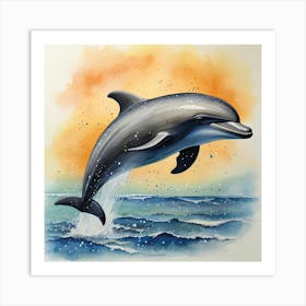 Dolphin Watercolor Painting Art Print