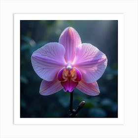 A Radiant Orchid With Petals Like Shards Of Sparkling Crystal Blooming In A Mystical Garden 1 Art Print