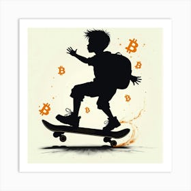 Boy On A Skateboard Art Print