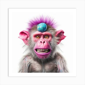 Monkey With Purple Hair Art Print