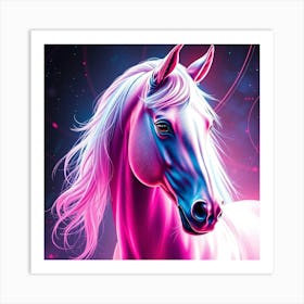 Horse Head in Pink Neon Art Print