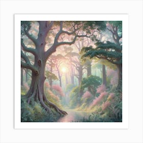 Sunrise In The Forest 1 Art Print