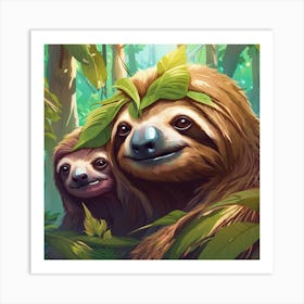 Sloths In The Jungle Art Print