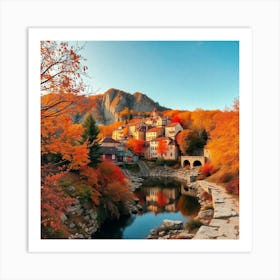 Autumn Village In Montenegro Art Print