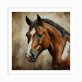 Leonardo Lightning Xl Watercolor Art Brown And White Horse Can 2 Art Print