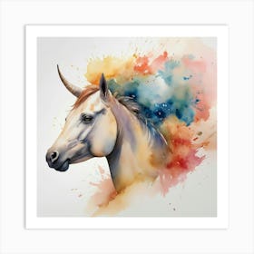 Unicorn Head Watercolor Painting Art Print Art Print