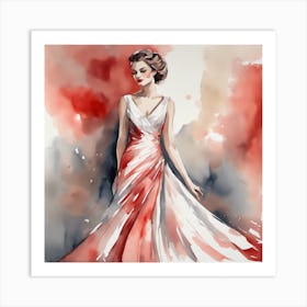 Watercolor Of A Woman In A Dress 3 Art Print