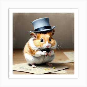 Hamster In Top Hat 14 Art Print