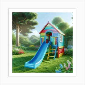 Colorful Playhouse In The Garden Art Print