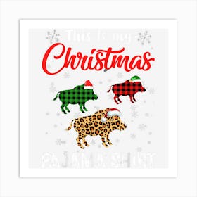 This Is My Christmas Pajama Leopard Plaid Boar Art Print