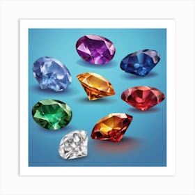 Colored Gems Art Print