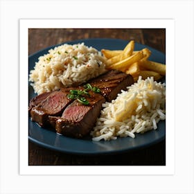 Steak And Rice Art Print