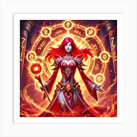 Seraphine Emberveil Crimson Aura Art Print